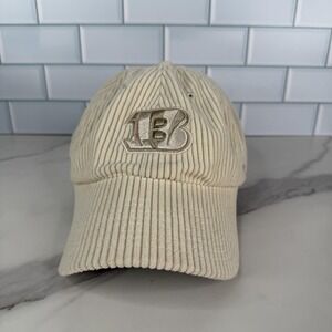 Cincinnati Bengals Hat Cap Strap Back Corduroy Cream Beige NFL Football Women 47